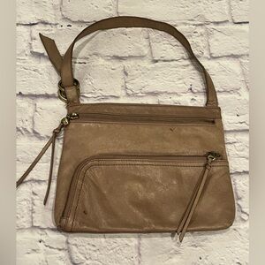Hobo Leather Shoulder Bag gray brown neutral mushroom color